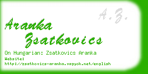 aranka zsatkovics business card